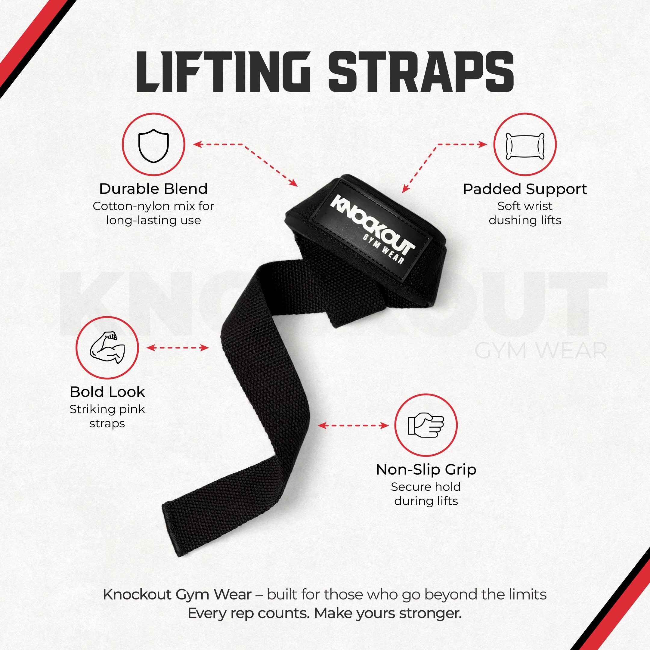 Knockout Black & White Lifting Straps