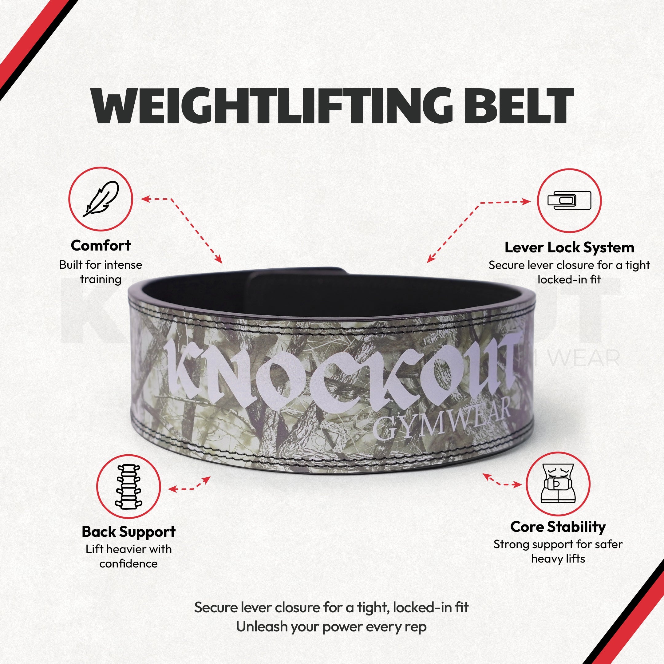 Knockout 10MM Belt Powerlifting Lever Belt