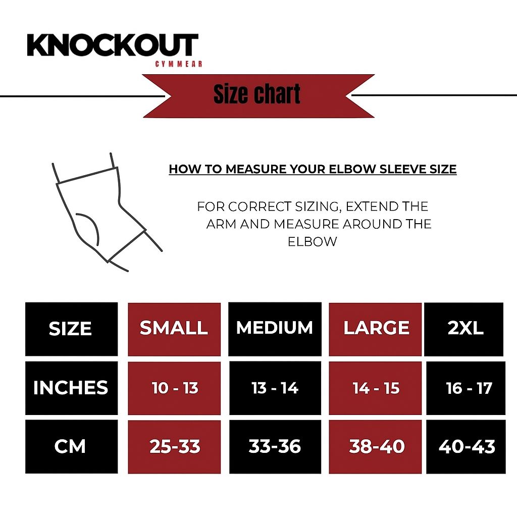 Elbow Sleeve size chart