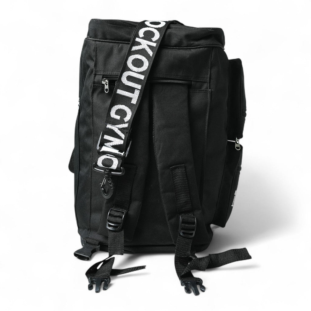 Black Gear bag with two way carry straps and multiple pockets