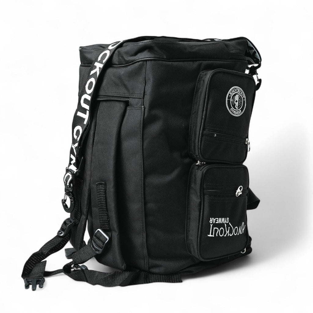 Black Gear bag with two way carry straps, side and front pockets