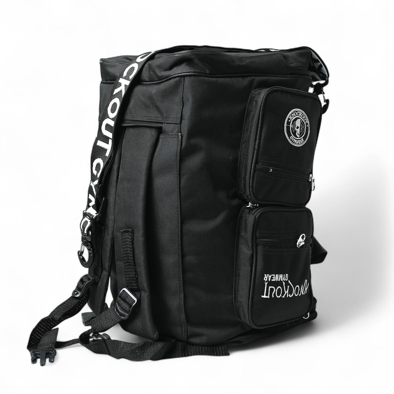 Black Gear bag with two way carry straps, side and front pockets