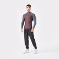 Contrast Brown & Grey Long Sleeve High Neck Compression