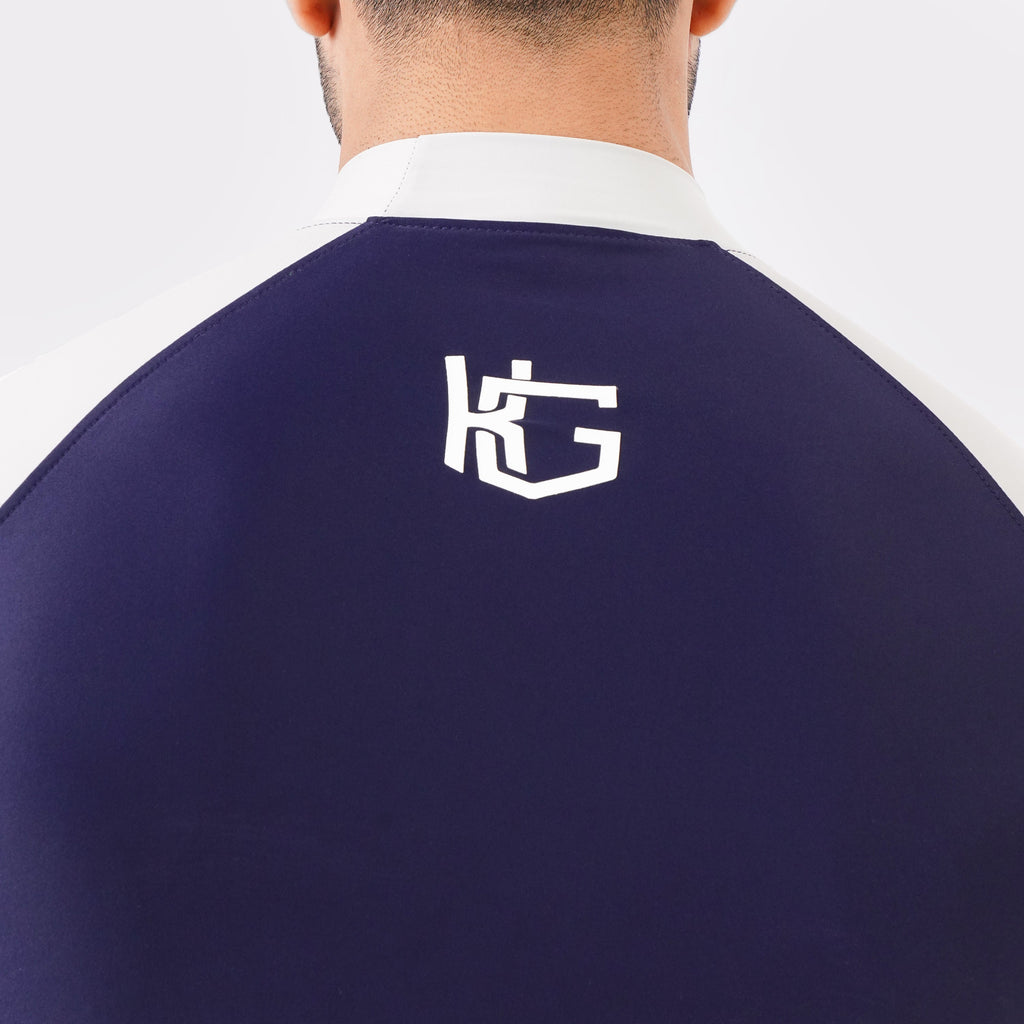 Knockout logo with Contrast blue & Light Stone Long Sleeve 