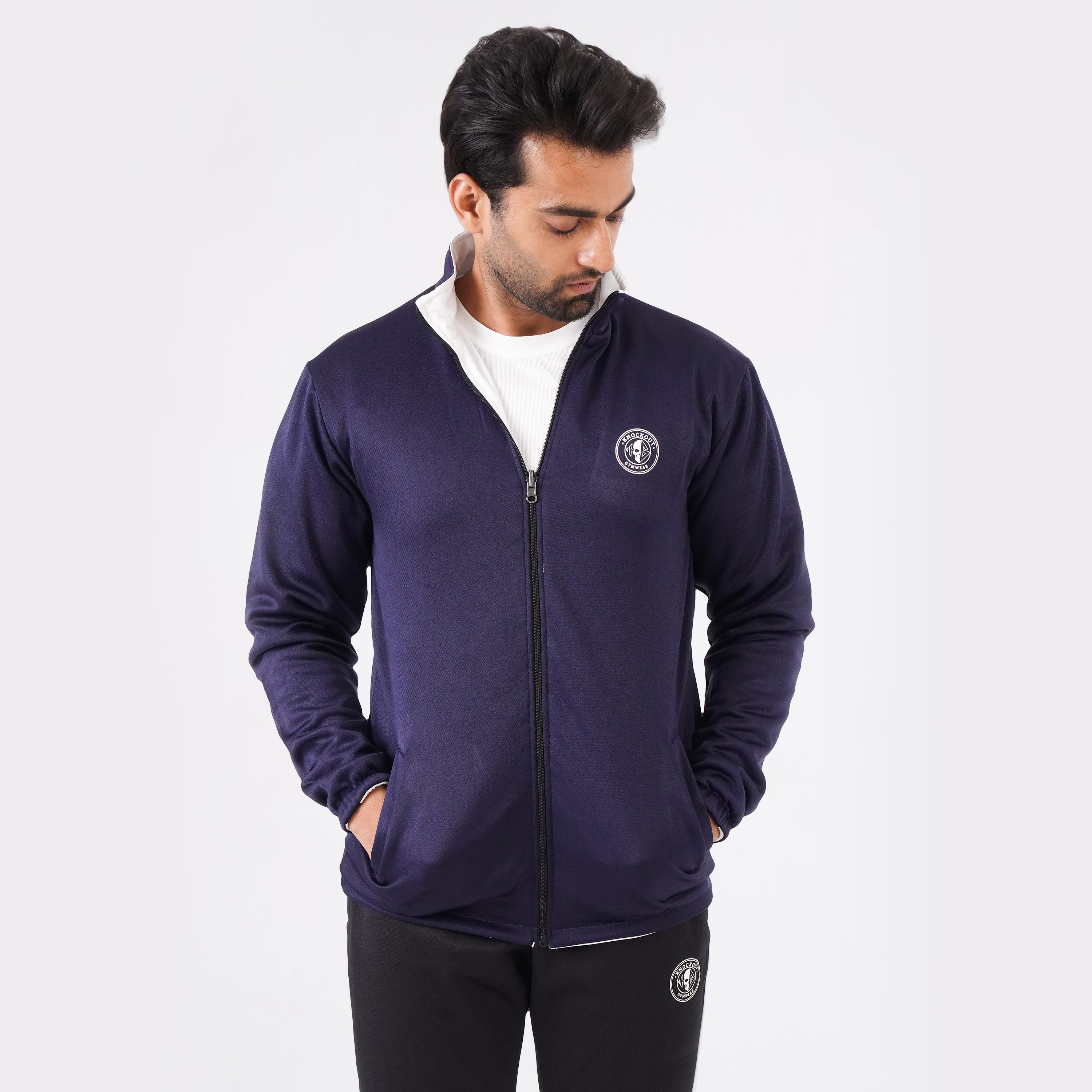 White & Navy Blue Edition Double Layer 2-in-1 Jacket