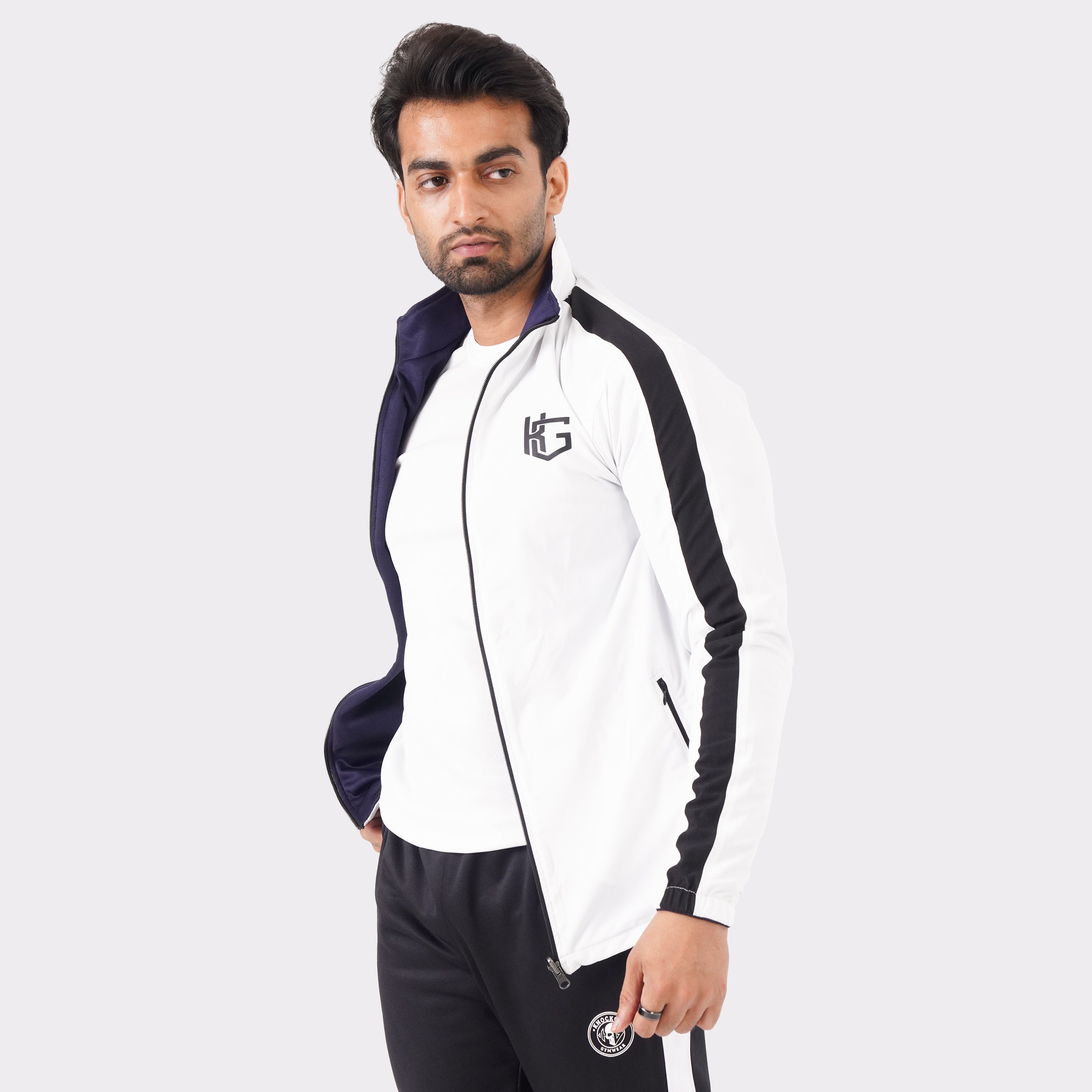 White & Navy Blue Edition Double Layer 2-in-1 Jacket