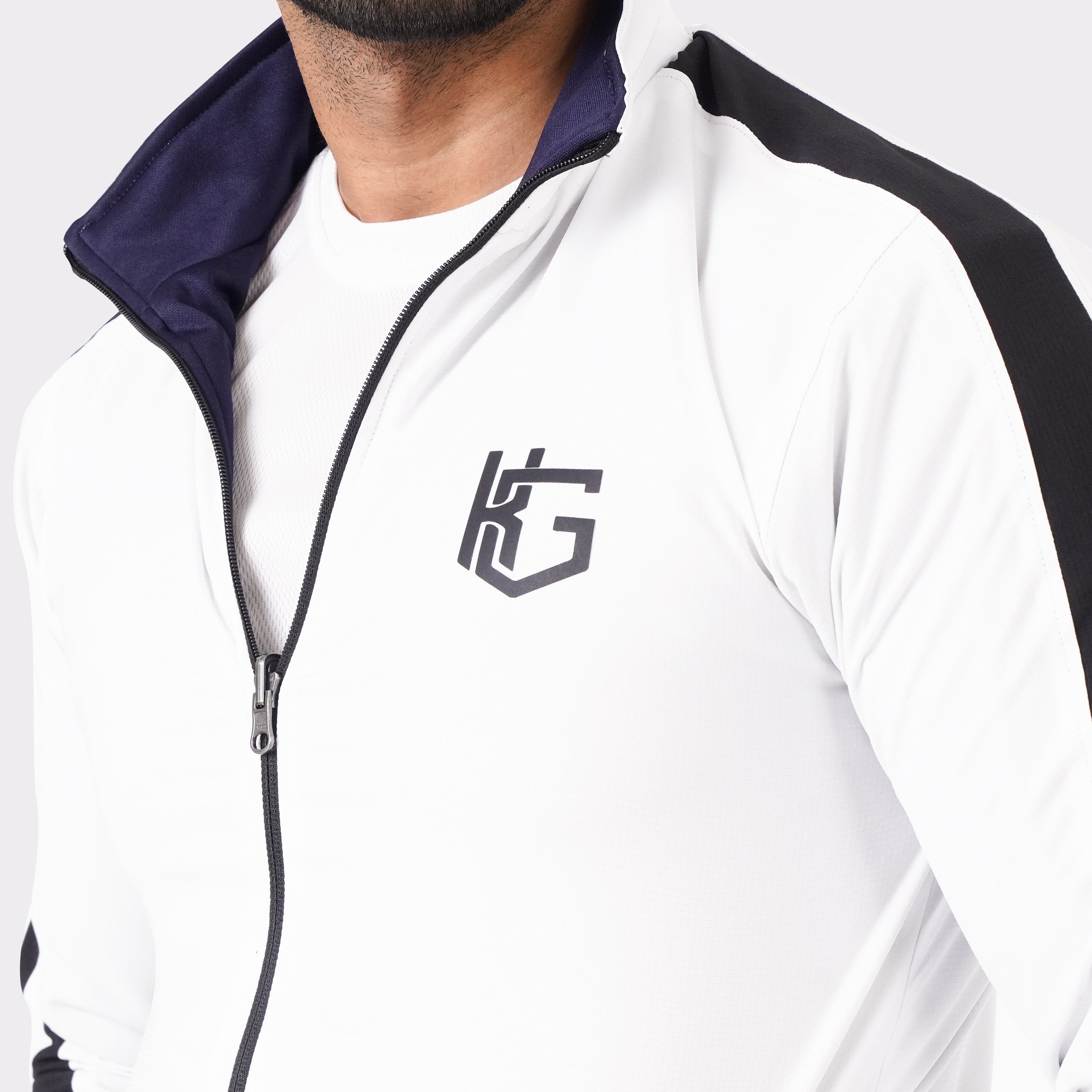 White & Navy Blue Edition Double Layer 2-in-1 Jacket