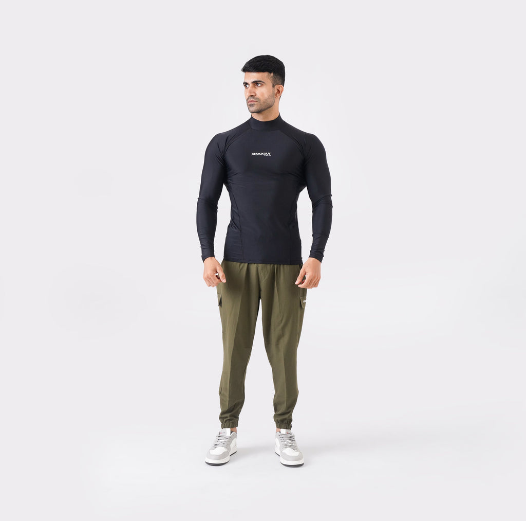 Knockout High Neck Compression Long Sleeve - Black