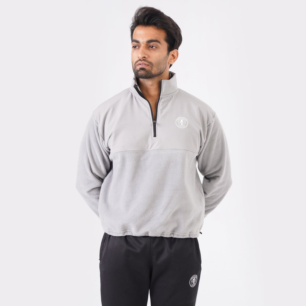 Micro Stretch Polar Fleece Half-Zip Jacket- Gray
