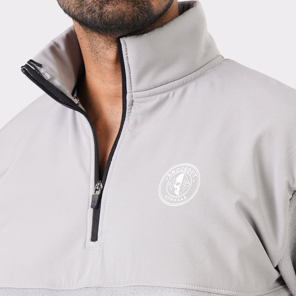 Micro Stretch Polar Fleece Half-Zip Jacket- Gray