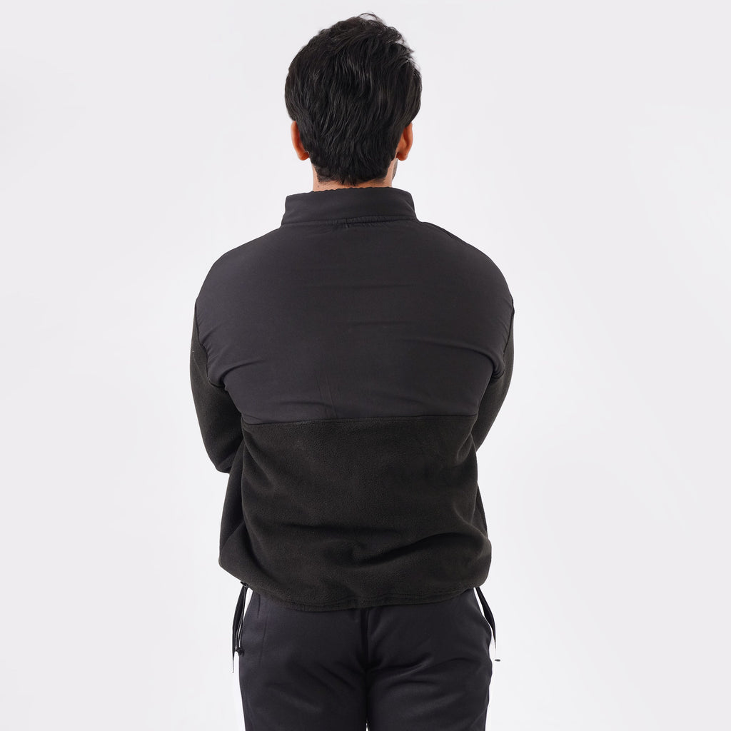 Micro Stretch Polar Fleece Half-Zip Jacket- Black