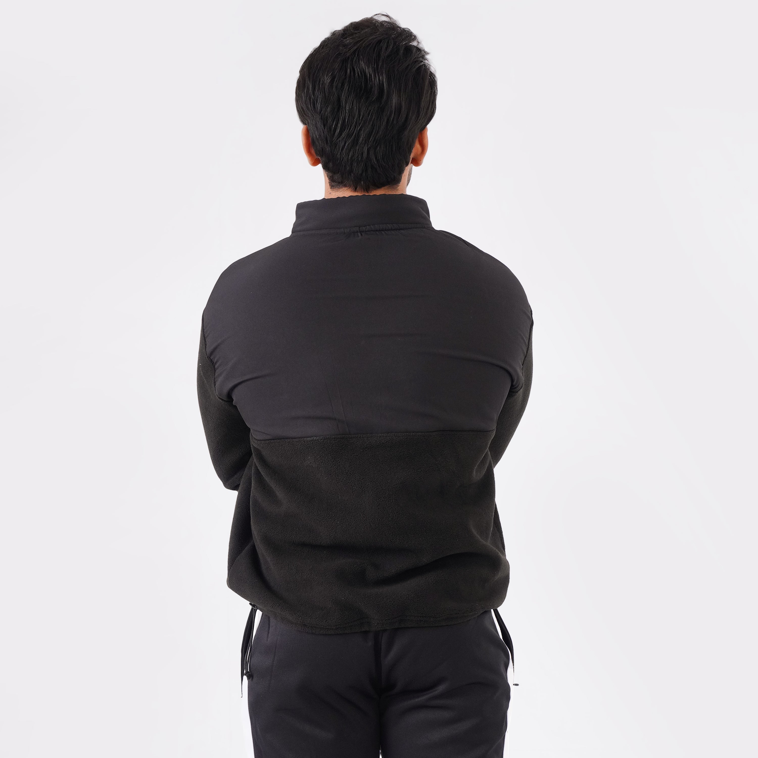 Micro Stretch Polar Fleece Half-Zip Jacket- Black