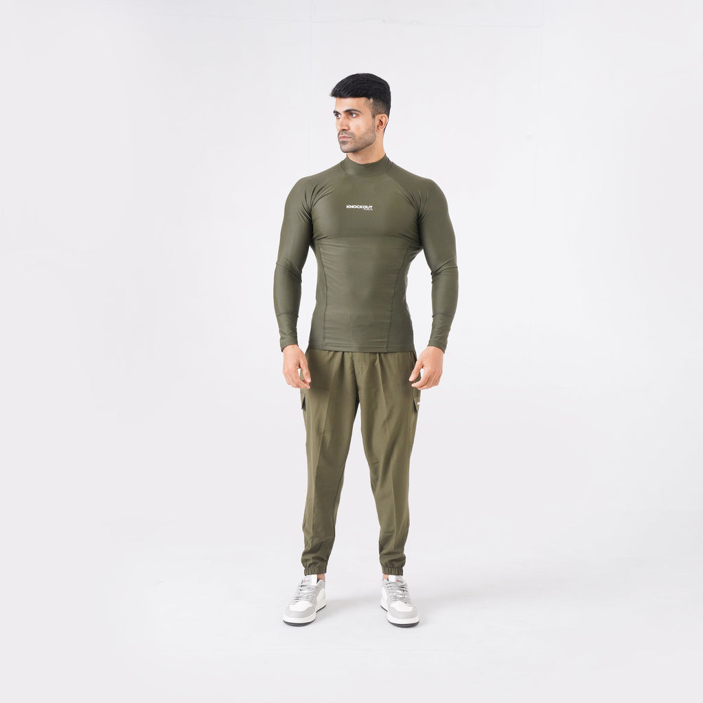 Knockout High Neck Compression Long Sleeve - Green