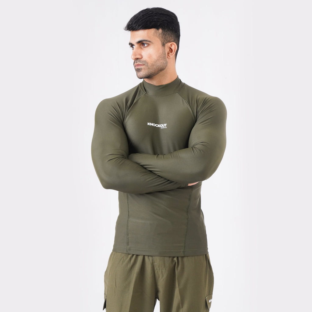 Knockout High Neck Compression Long Sleeve - Green