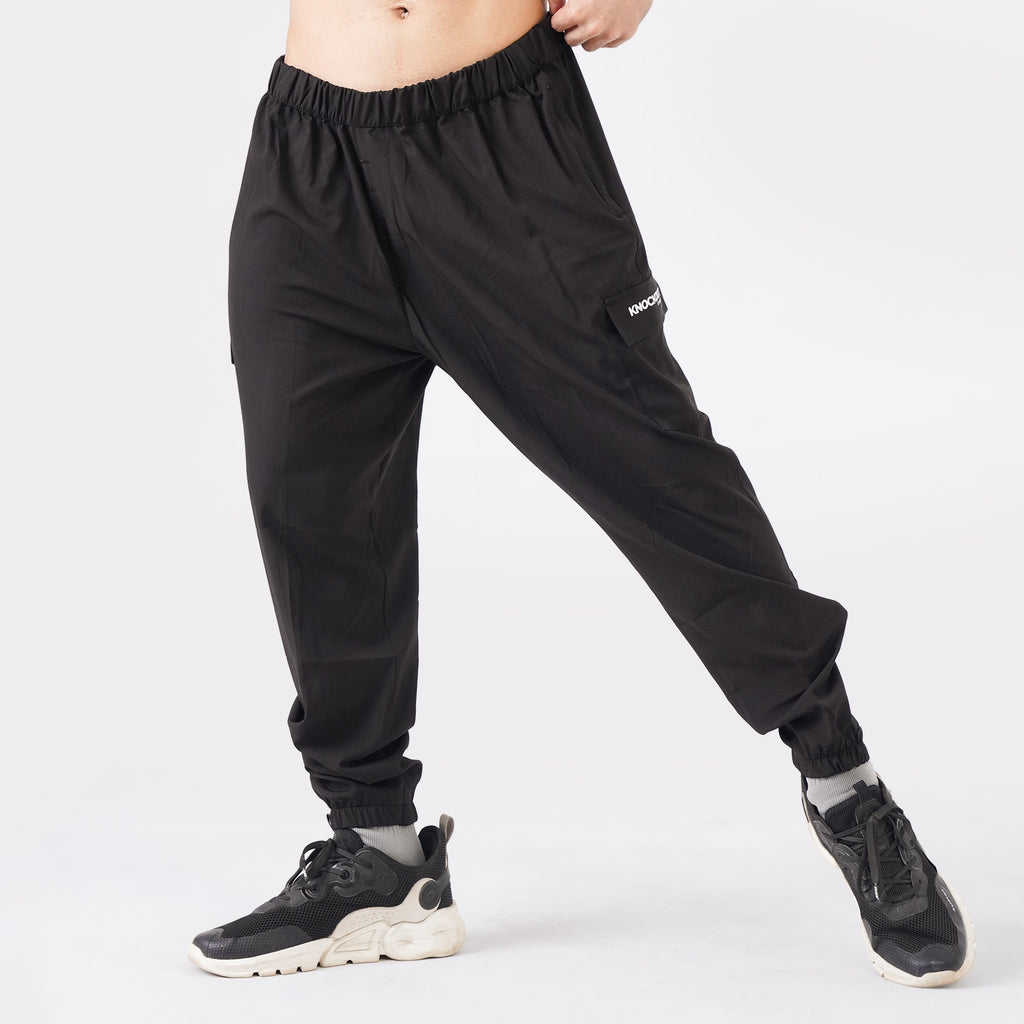 Micro Stretch Fabric Baggy Trouser - Black
