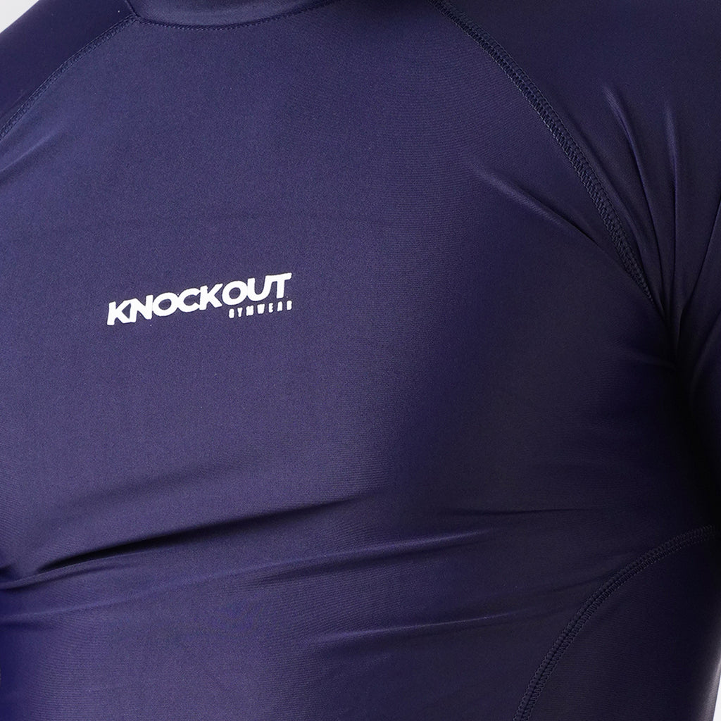 Knockout High Neck Compression Long Sleeve - Navy Blue