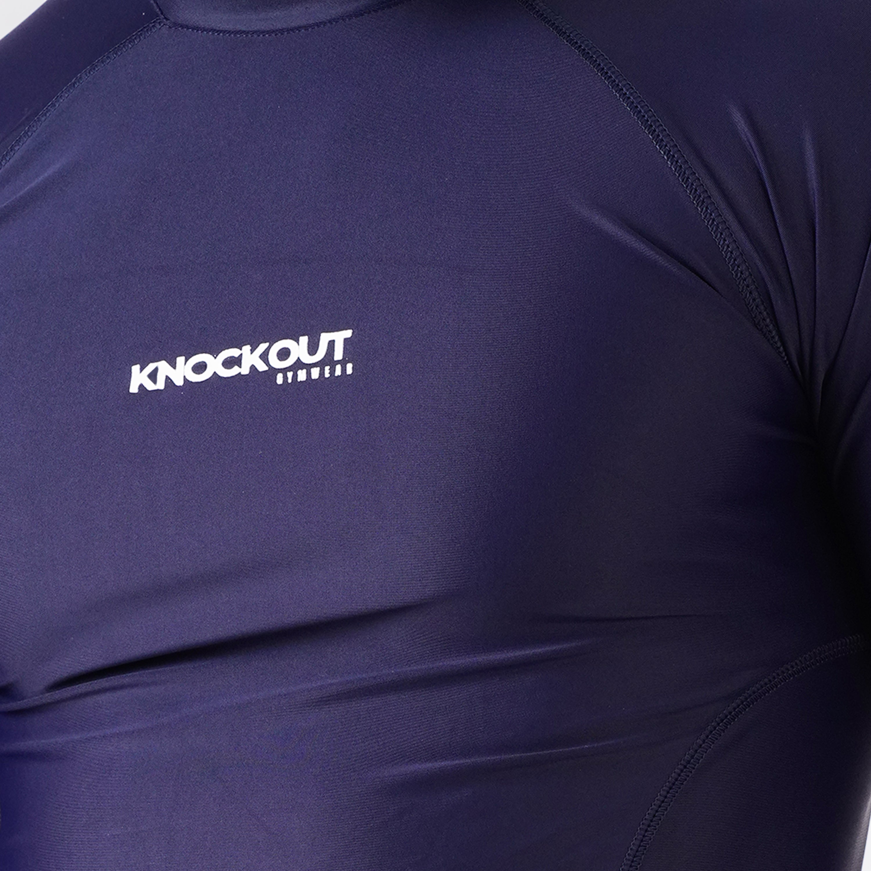 Knockout High Neck Compression Long Sleeve - Navy Blue