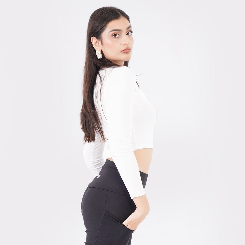 Knockout Cropped Long Sleeve - white