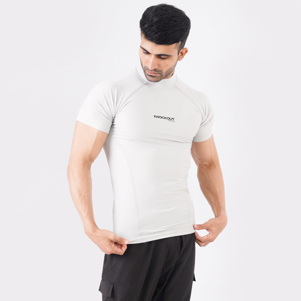 Knockout  Light Stone High Neck Compression t-shirt