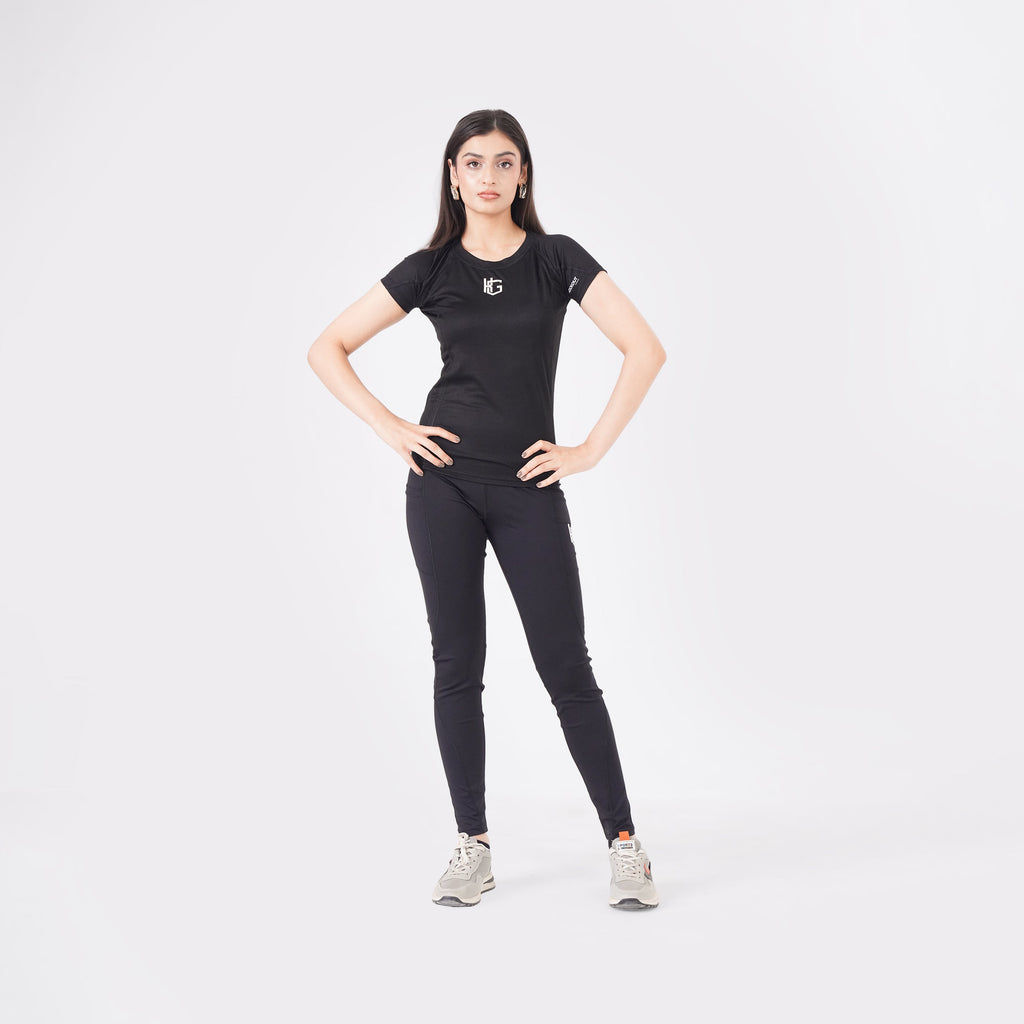 Knockout Mesh women T Shirt- Black
