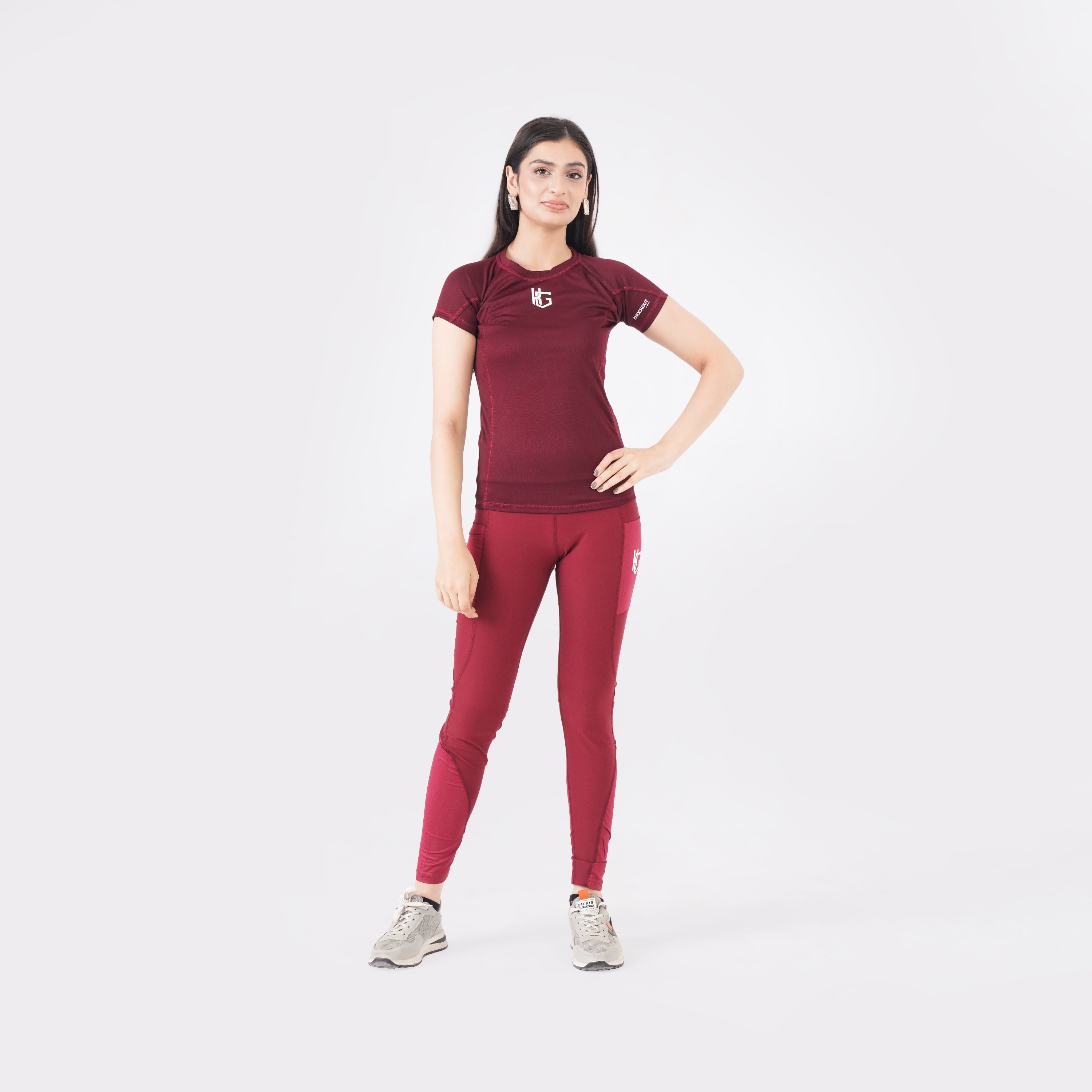 Knockout Mesh women t shirt - Maroon