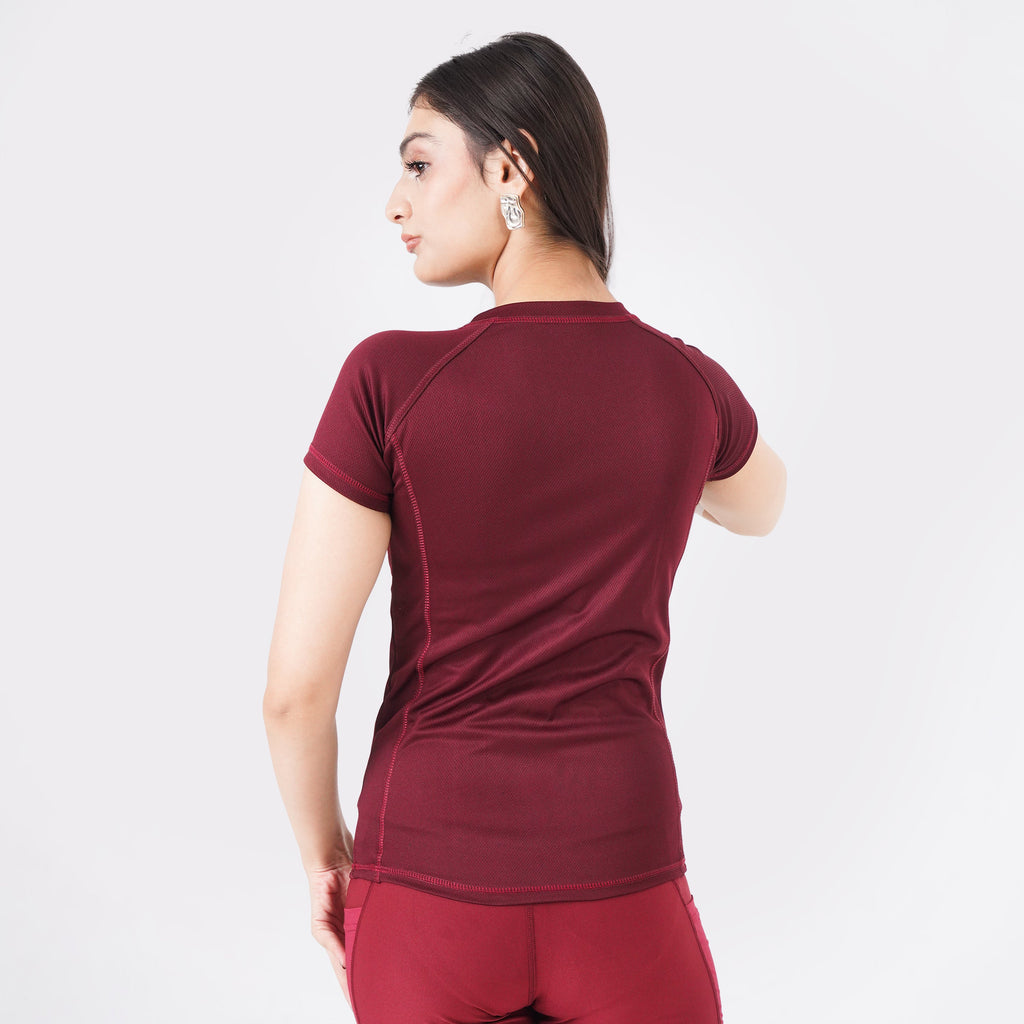 Knockout Mesh women t shirt - Maroon