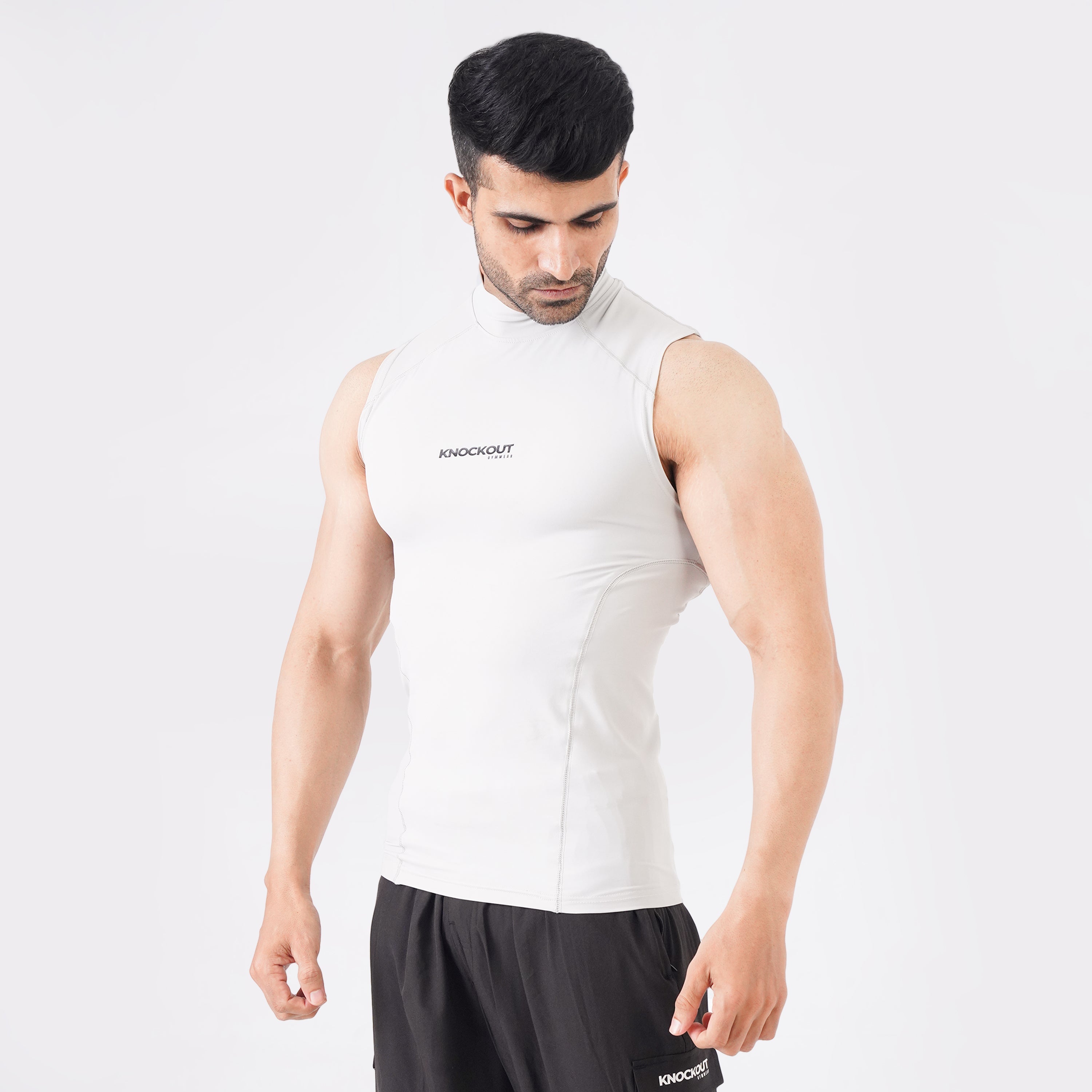 Knockout Light Stone Sleeveless High Neck Compression