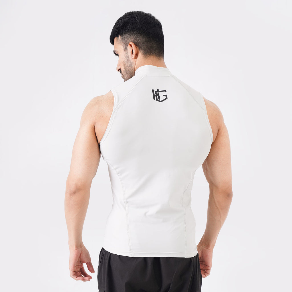 Knockout Light Stone Sleeveless High Neck Compression Shirt