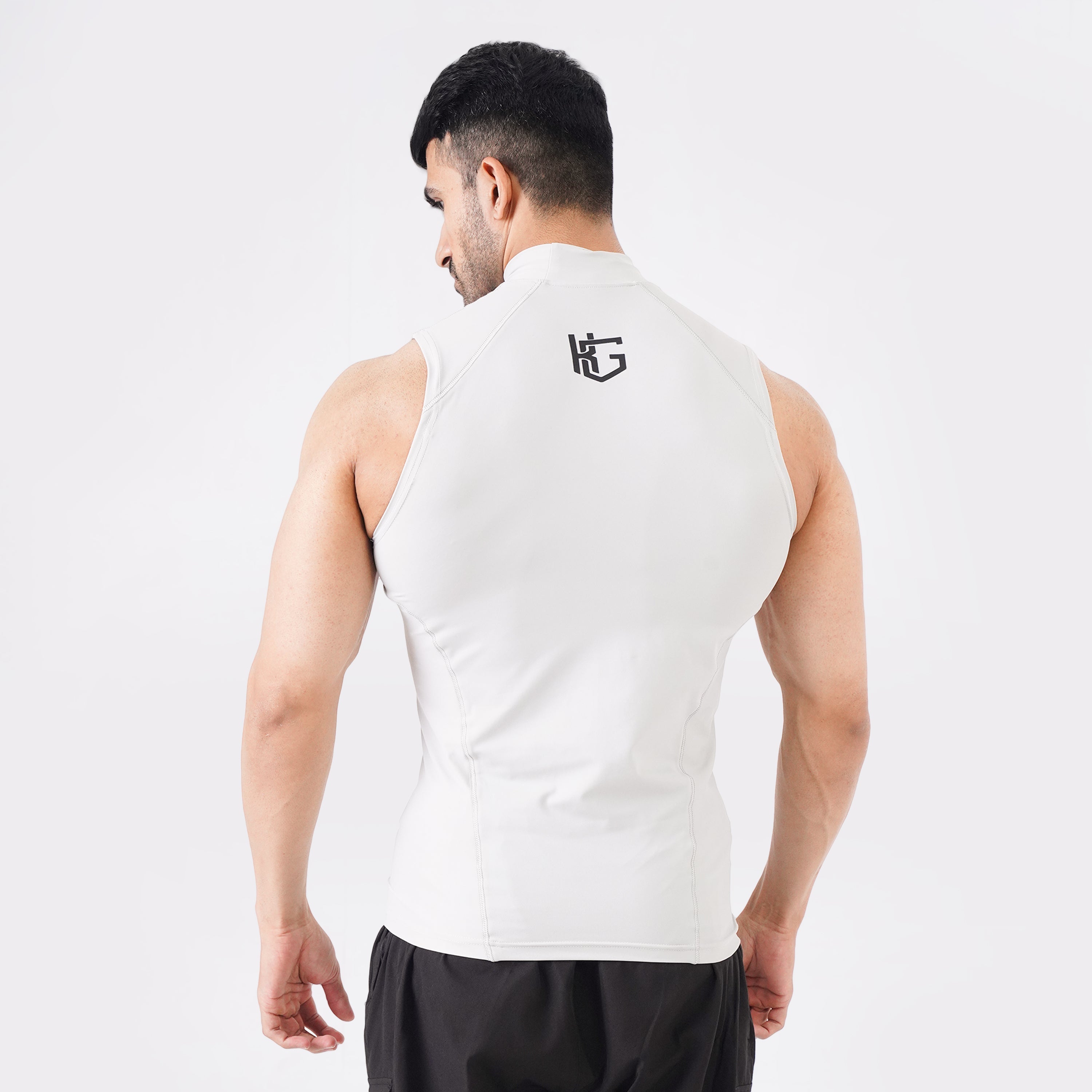 Knockout Light Stone Sleeveless High Neck Compression Shirt