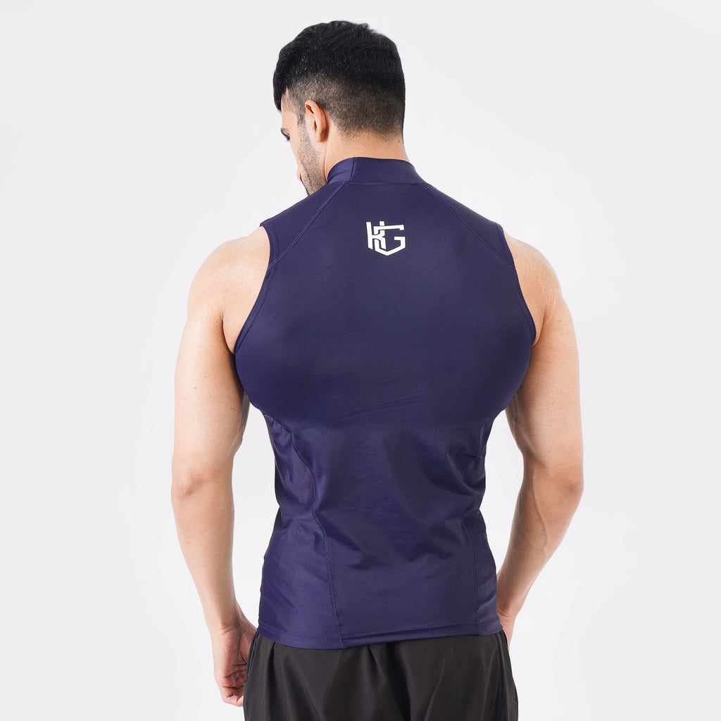Knockout Navy Sleeveless High Neck Compression Shirt 