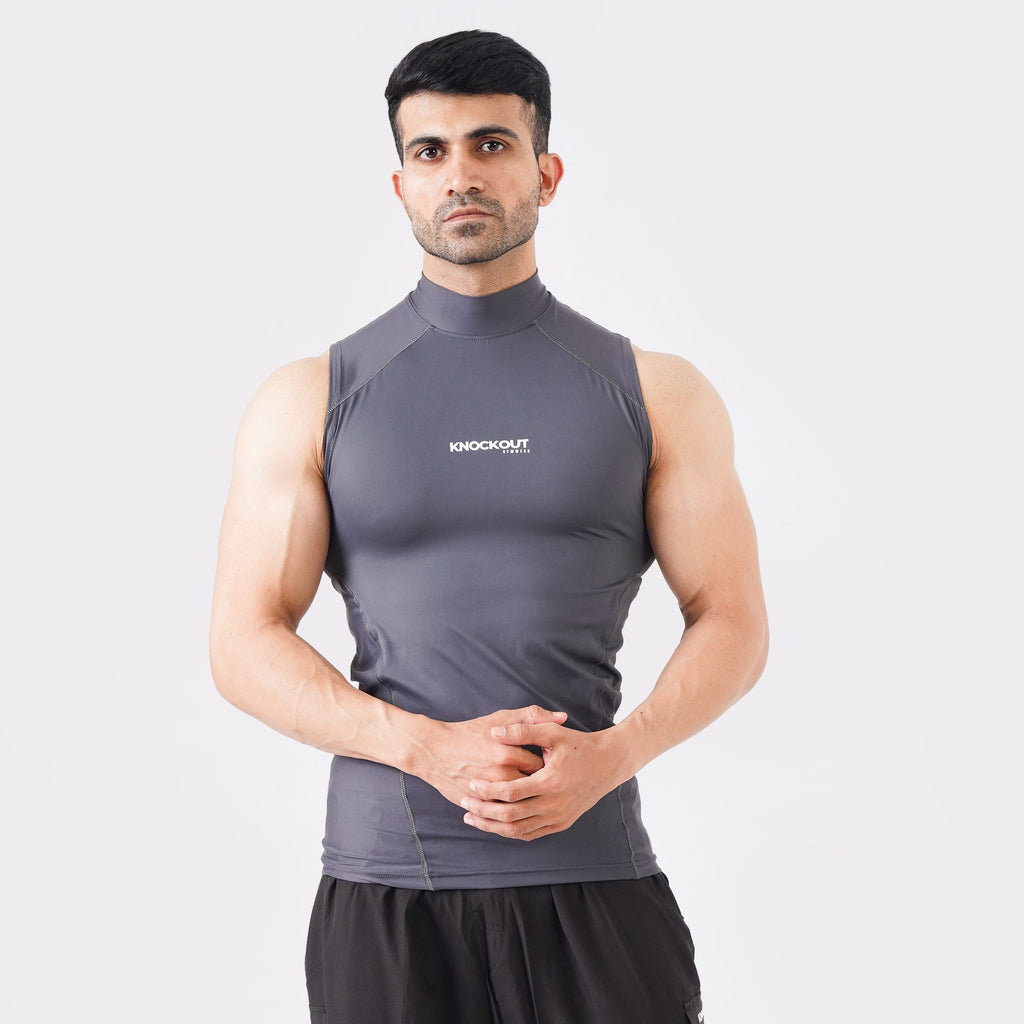 Sleeveless High Neck Compression Gray