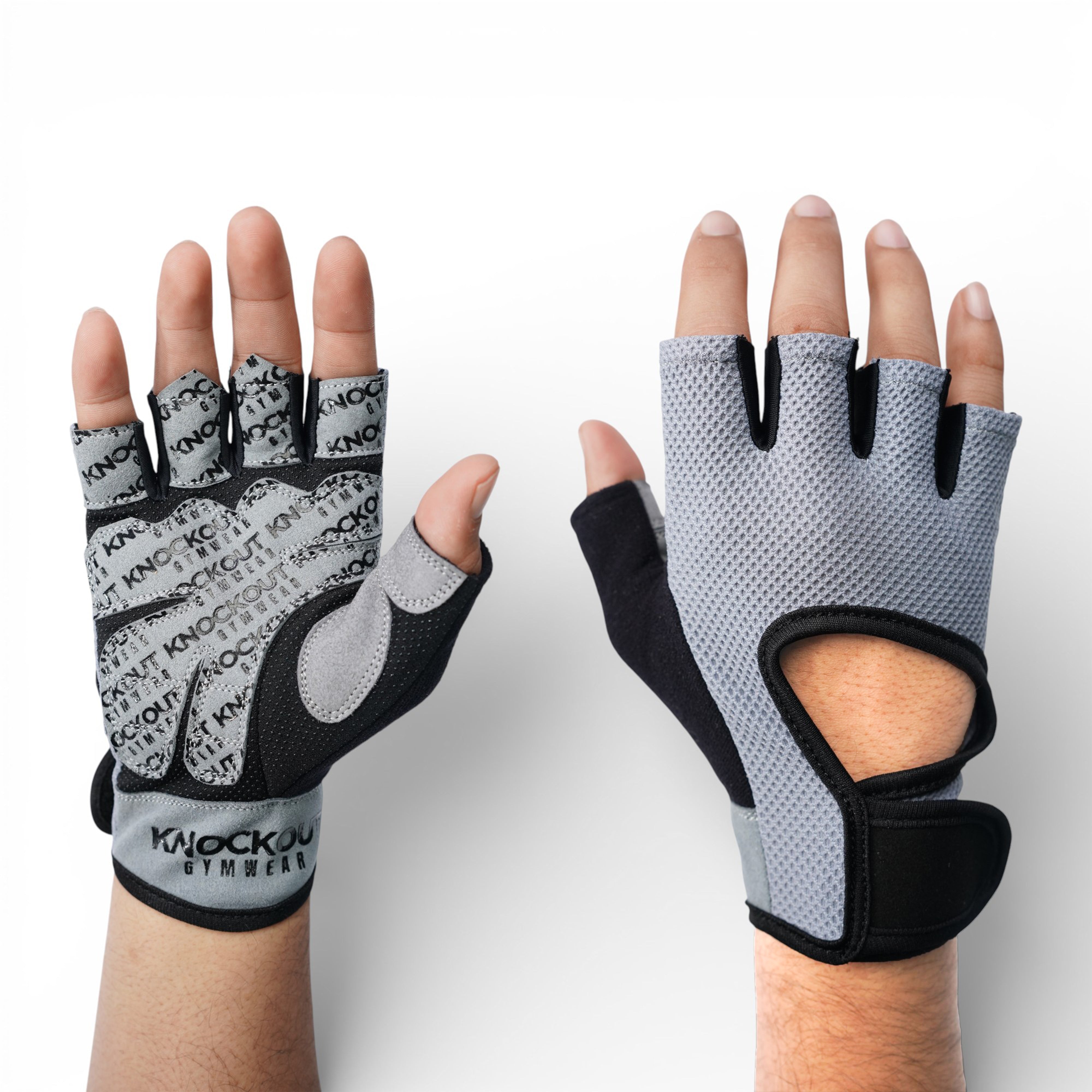 Knockout Grey pink gym Gloves