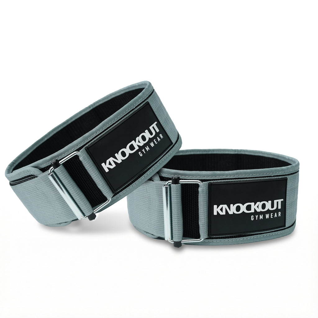 Self-Locking Grey Weightlifting Belt