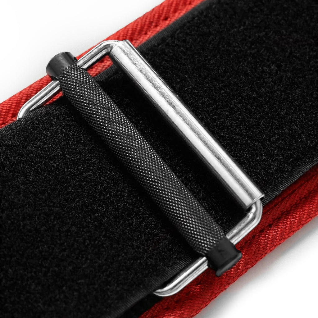 Self-Locking Red, Black & White Weightlifting Belt