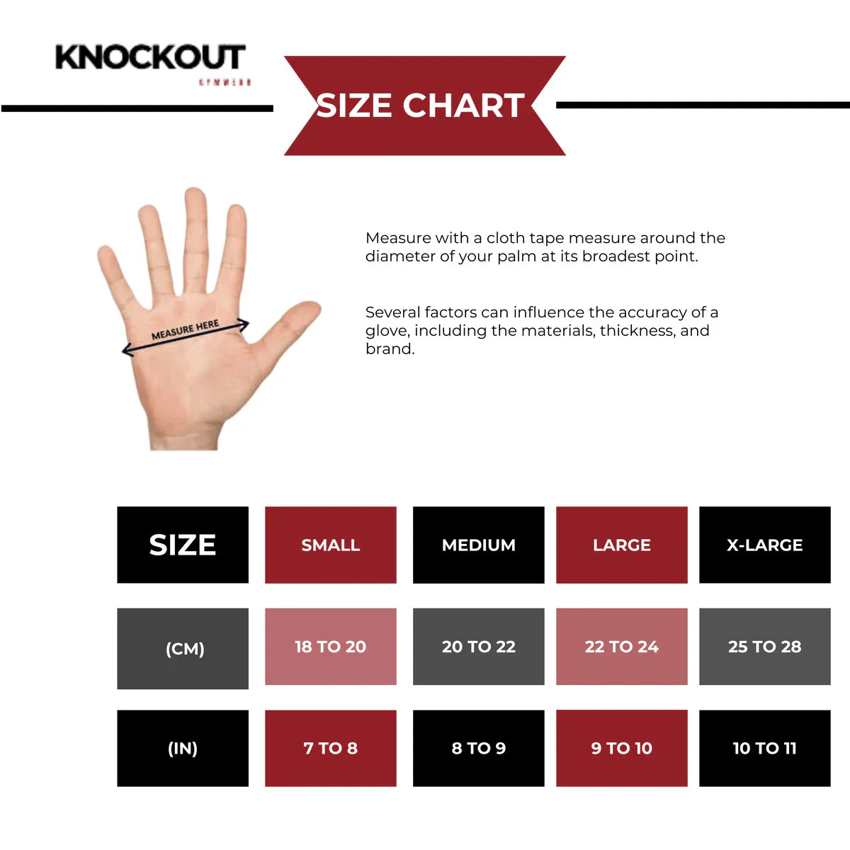 Knockout SizeChart