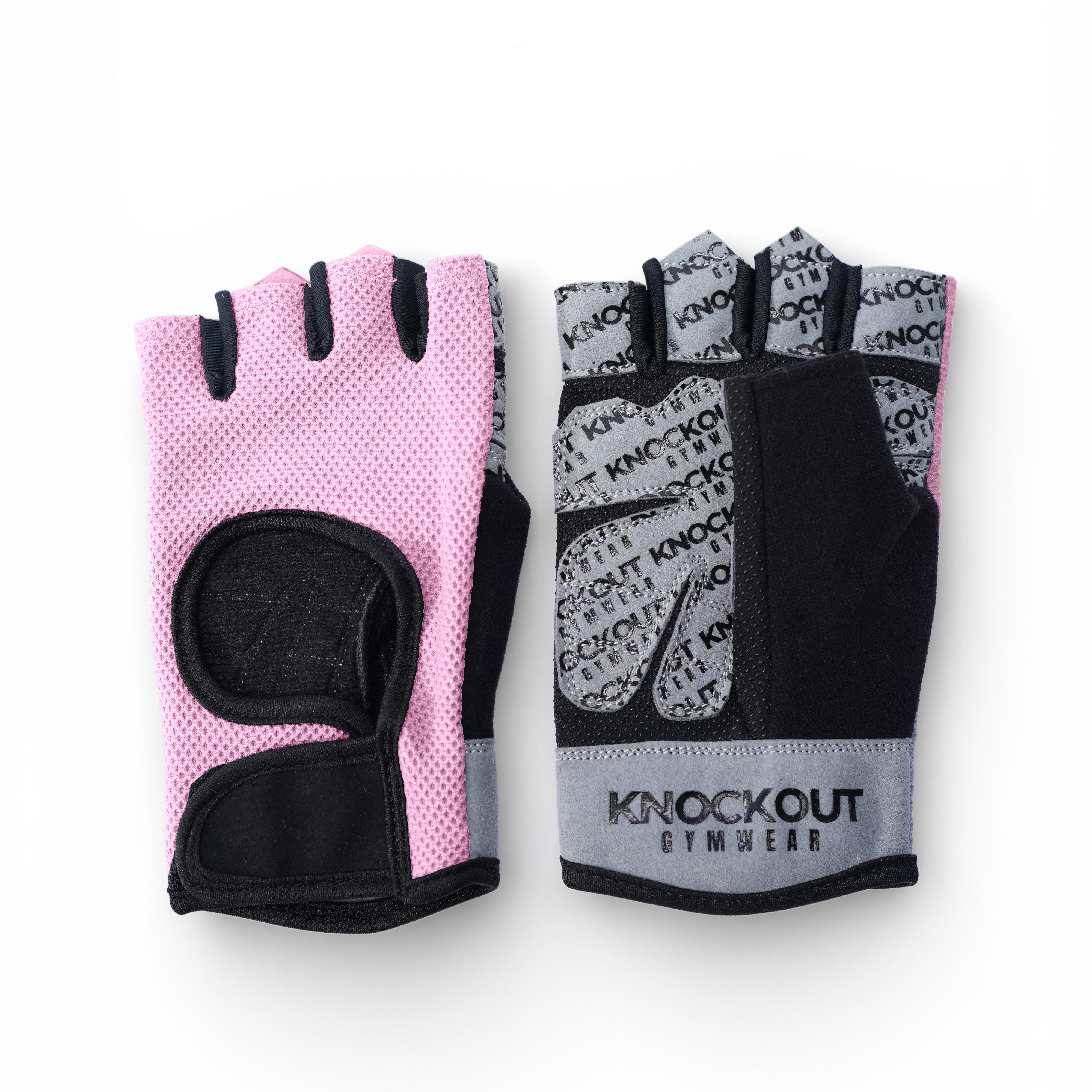 Knockout Grey pink gym Gloves
