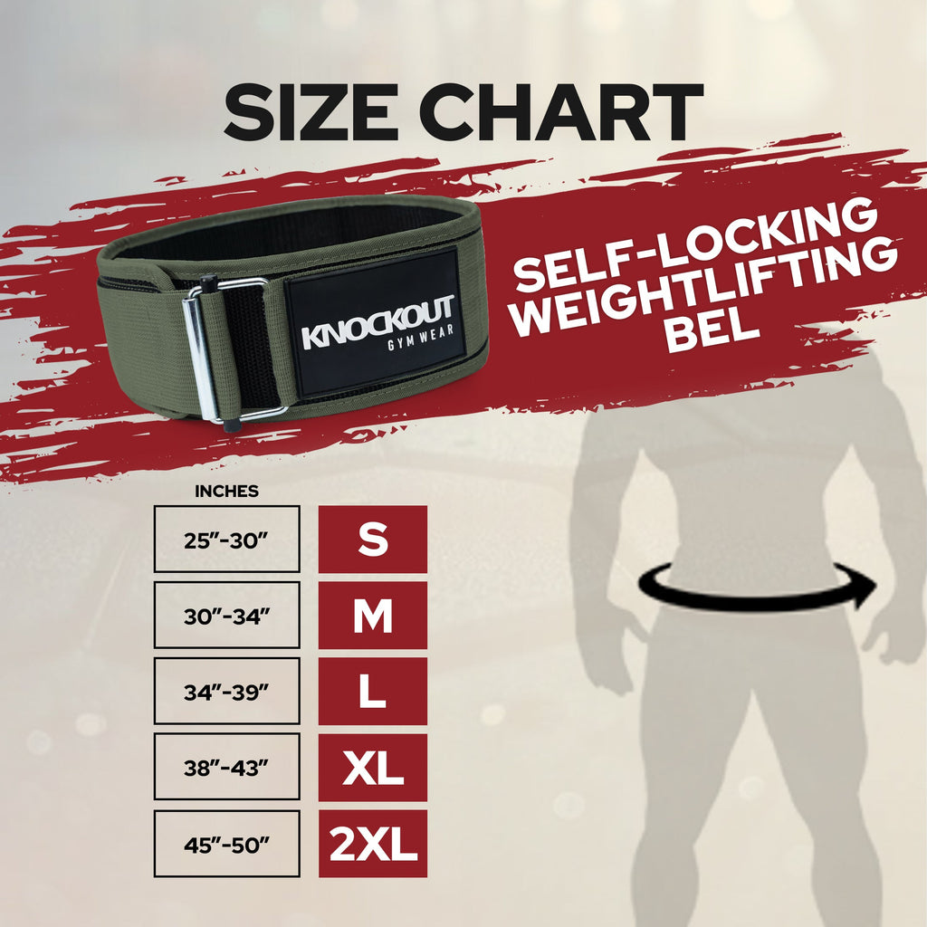 Self-Locking Dark Green Weightlifting Belt