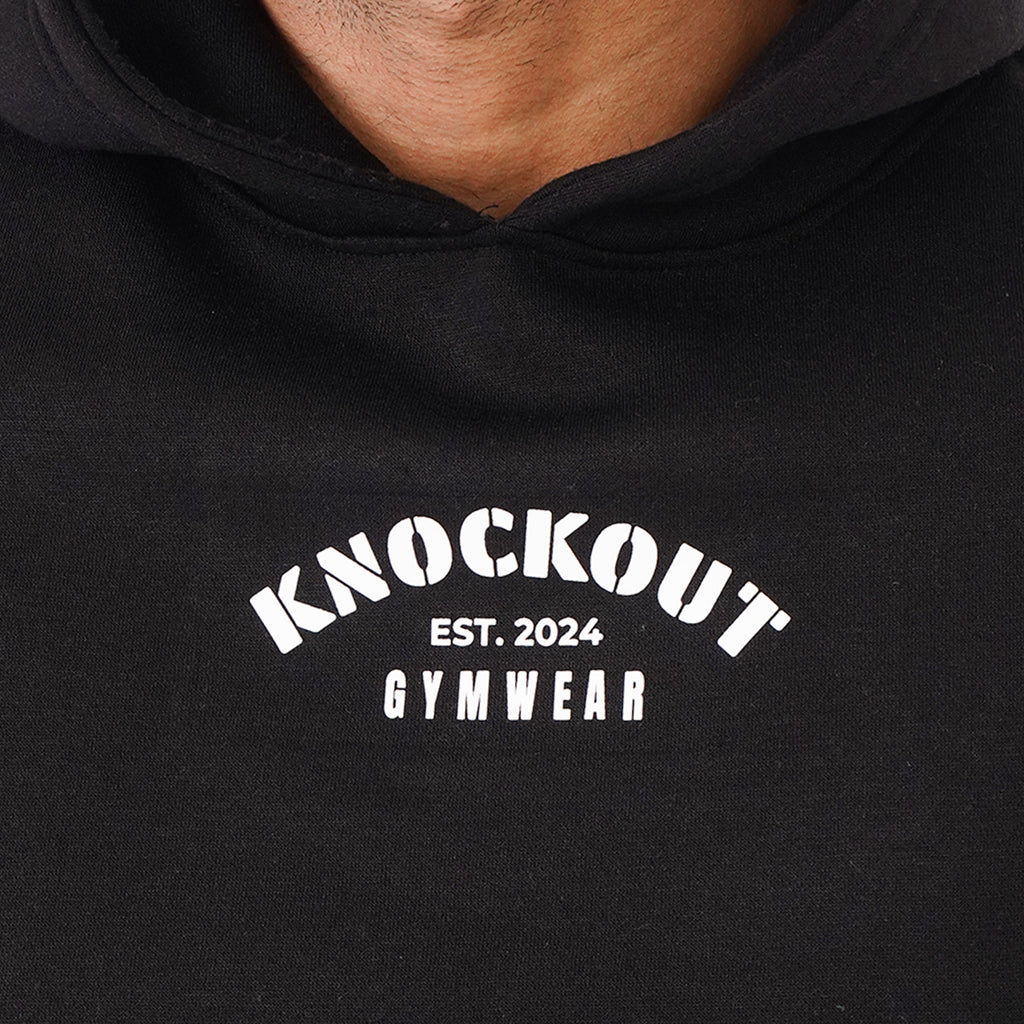 Black oversized cotton hoodie made with premium 300 GSM fabric.
